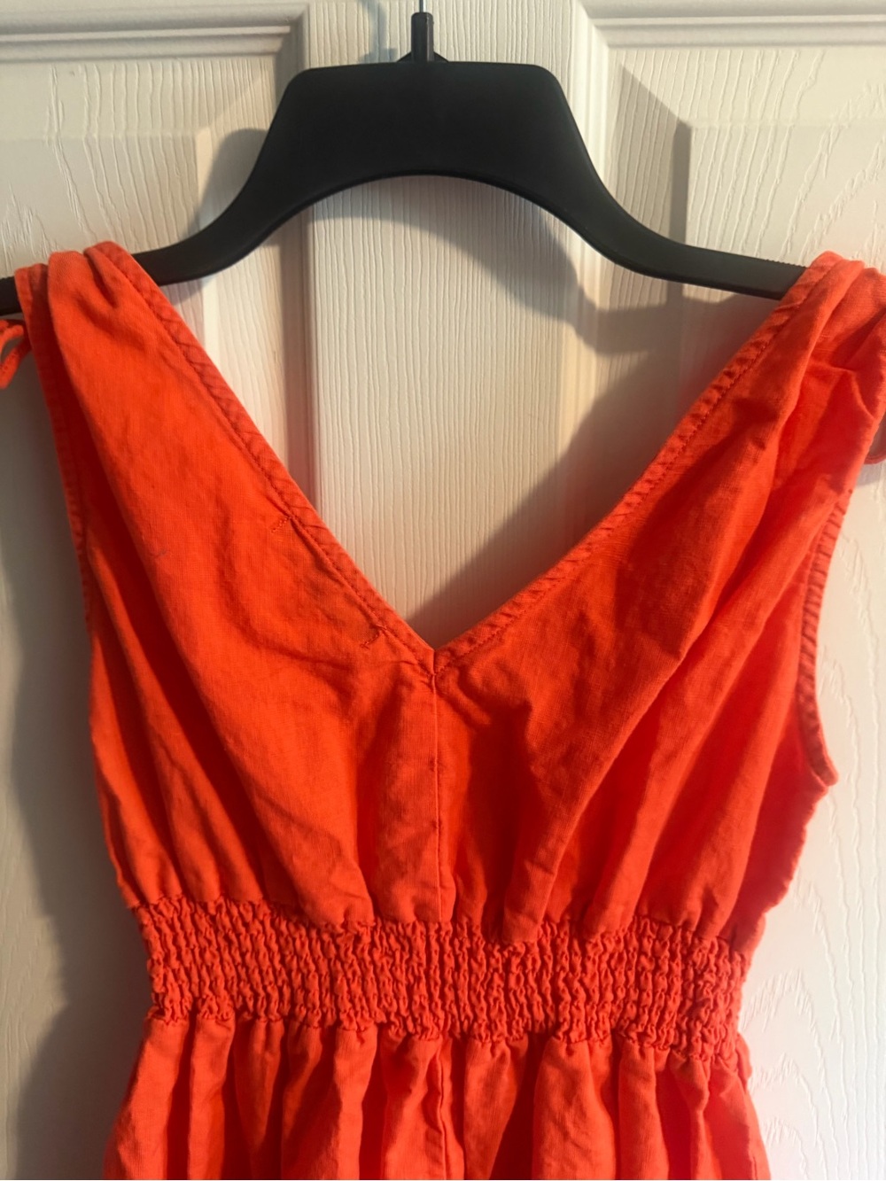 Deluc Linen Blend Women's Tie-Shoulder Orange Sleeveless Maxi Dress size Small - Picture 10 of 11